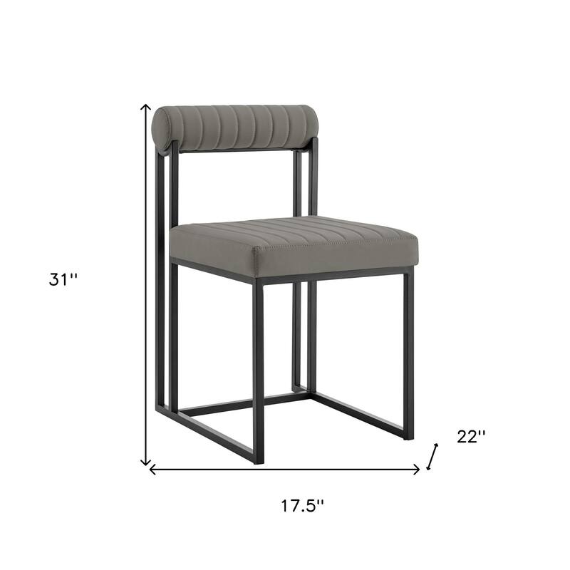 HomeRoots Set of Two Gray And Black Upholstered Faux Leather Open Back Dining Side Chairs