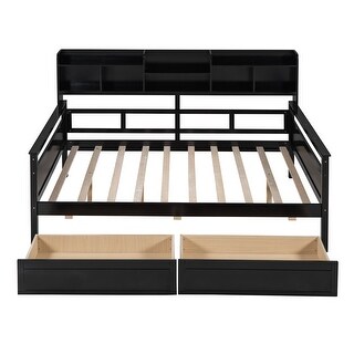 Full Size Daybed Platform Bed with 2 Storage Drawers and Headboard