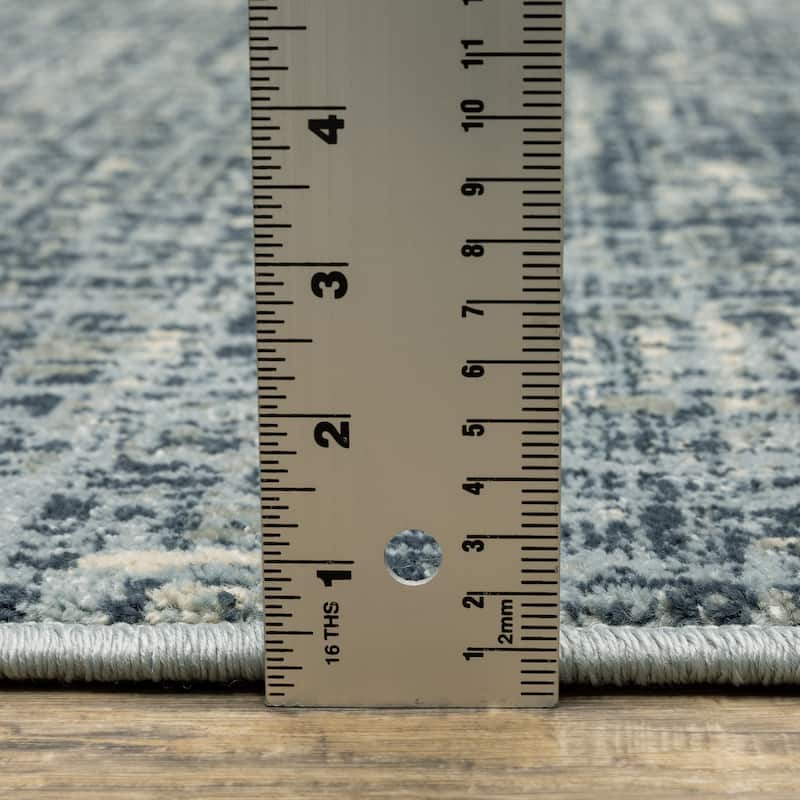 Style Haven Bassel Etched Striped Teal/ Grey Indoor Area Rug