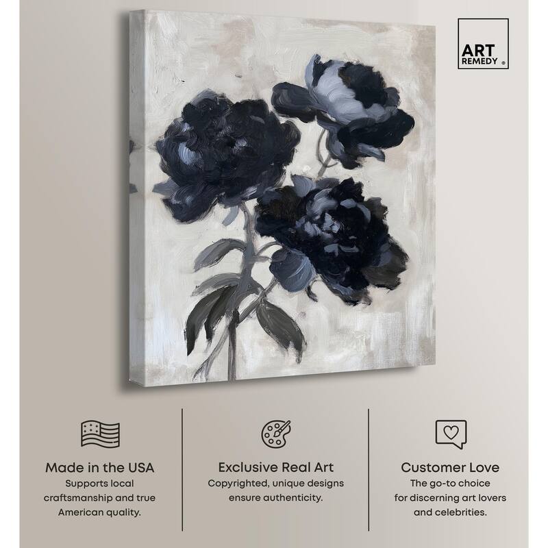Peonies in Shadow Canvas by Art Remedy, Gallery Wrapped