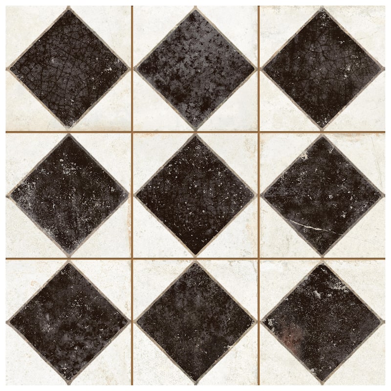 Merola Tile Kings Arles Black 13" x 13" Ceramic Floor and Wall Tile