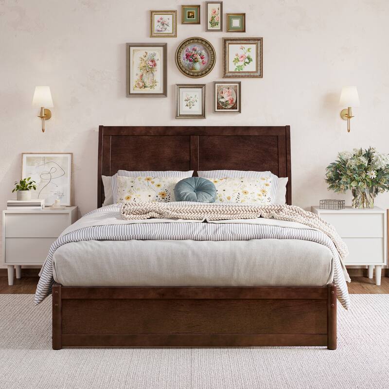 Andorra Platform Bed with Panel Footboard and Twin Trundle