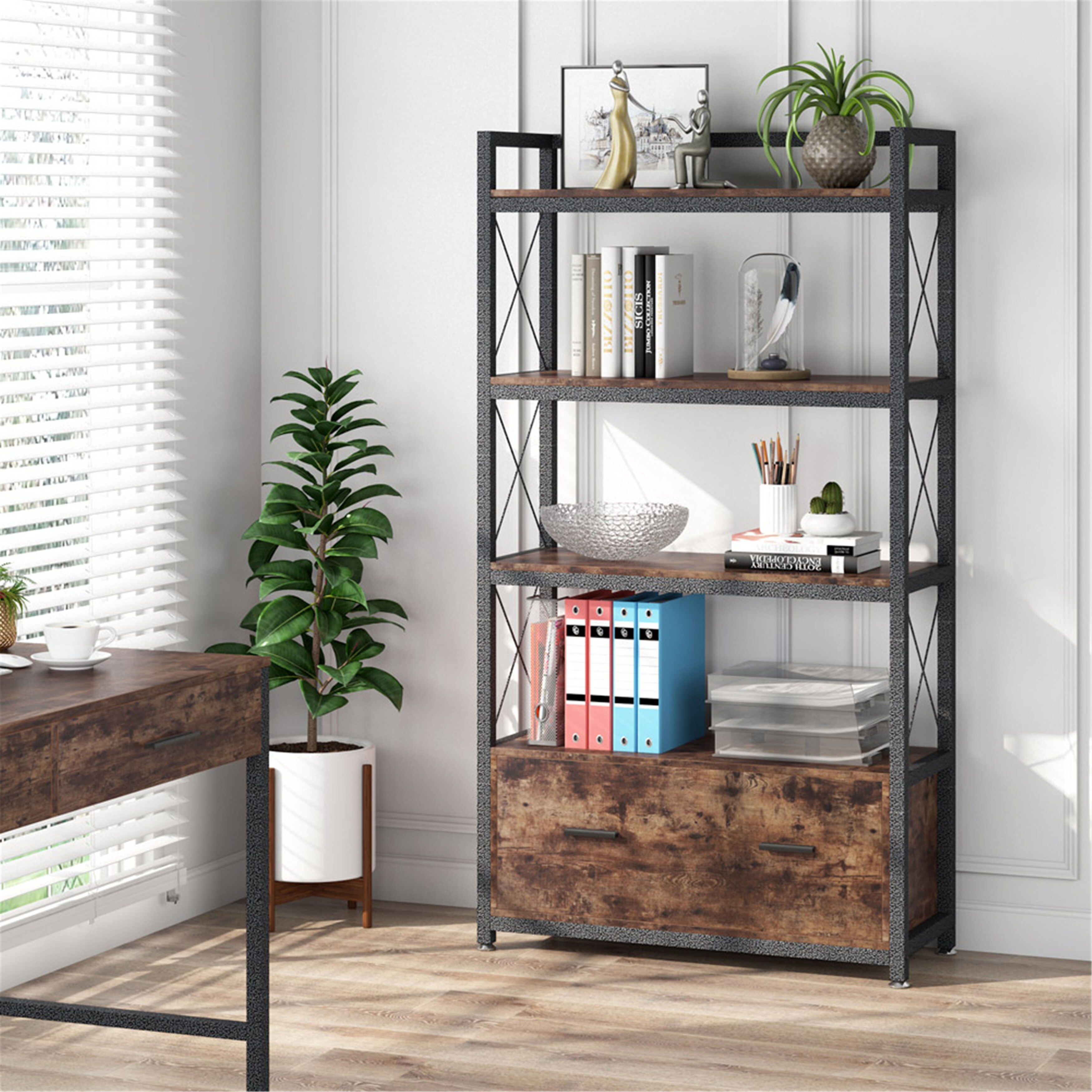 Bookcase White Office Shelf Wooden Shelf Filing Cabinet Wall Shelf Shelving 180x60x30 