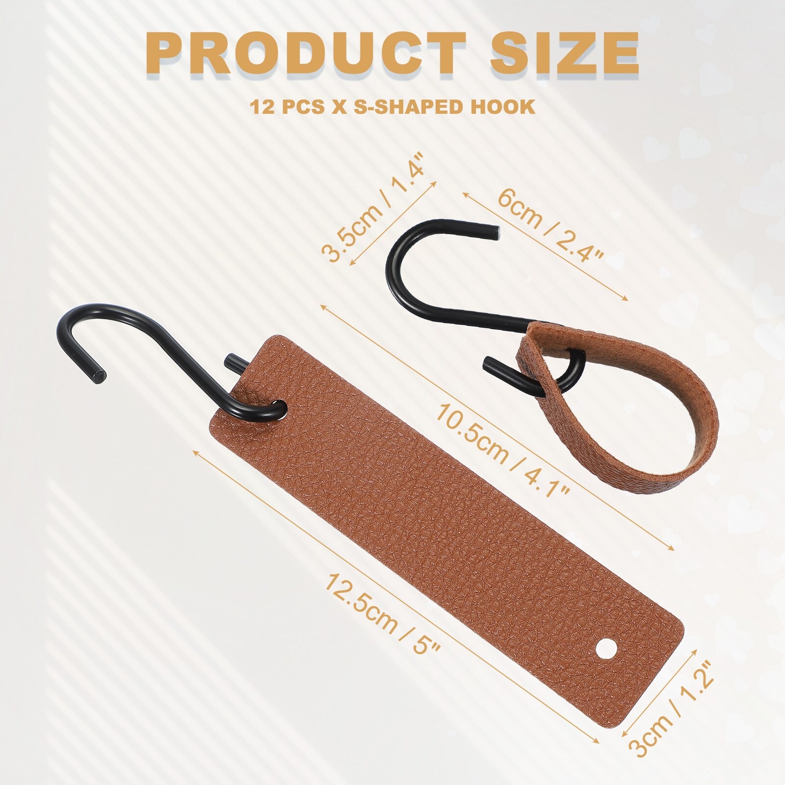 PU Leather S Hooks, Multifunctional S Shaped Hooks for Hanging Coat Towel Camping Kitchen Bathroom Handle