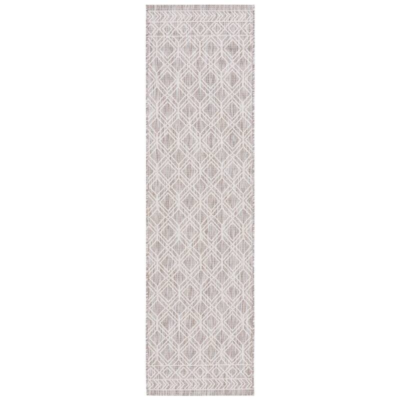 SAFAVIEH Courtyard Siggerdur Transitional Indoor/Outdoor Rug - 2'3" x 8' Runner - Ivory/Beige Grey