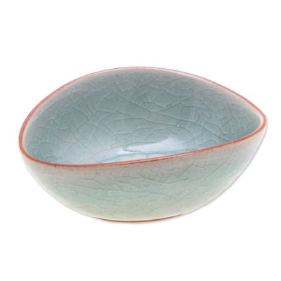Novica Handmade Vintage Flora Small Celadon Ceramic Bowl