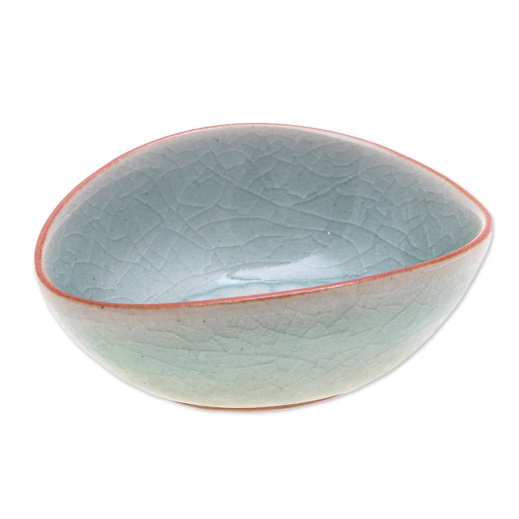 Novica Handmade Vintage Flora Small Celadon Ceramic Bowl