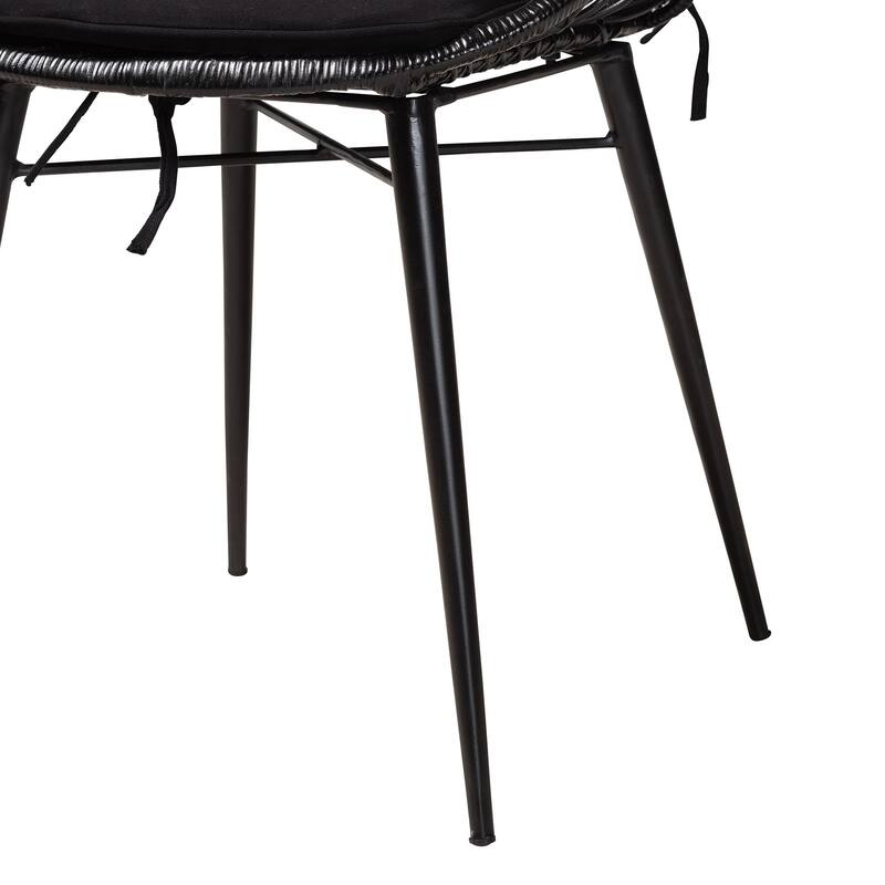 Sabelle Modern Bohemian Finished Wood and Rattan Dining Set