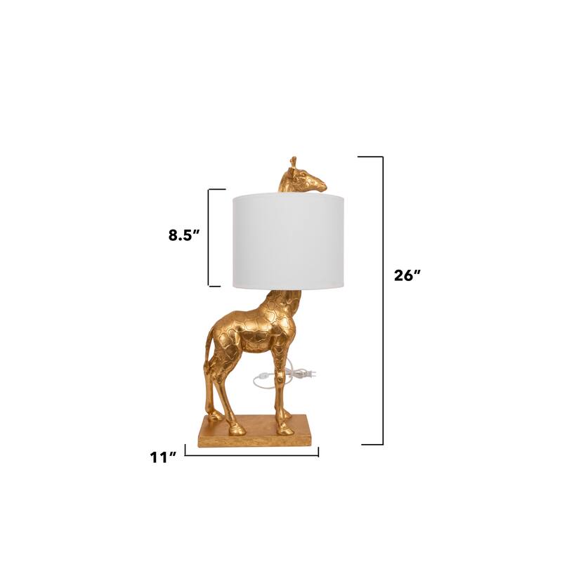 Resin Giraffe Table Lamp with Linen Shade