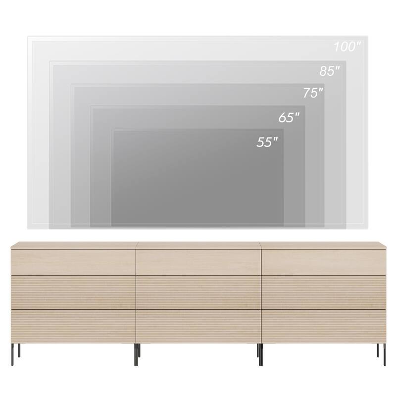 Modern Wood 3-Drawer Dresser With Reeded Design, Minimalist Dresser Organizer Storage