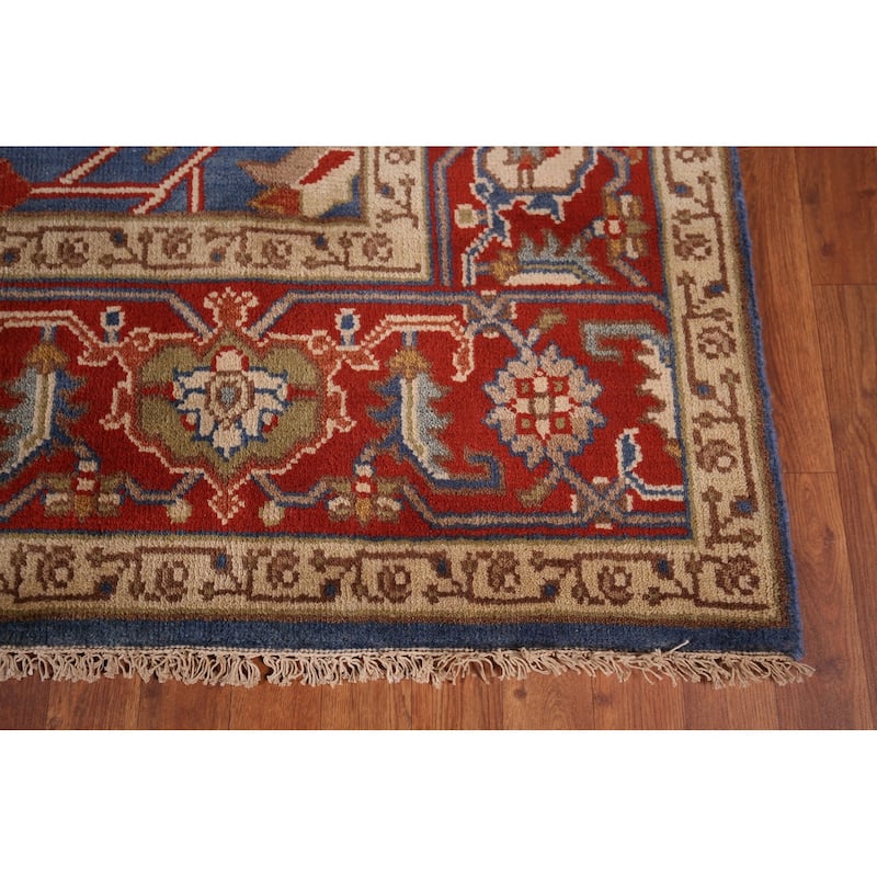 Blue Oushak Oriental Large Area Rug Handmade Wool Carpet - 7'11" X 15'9"