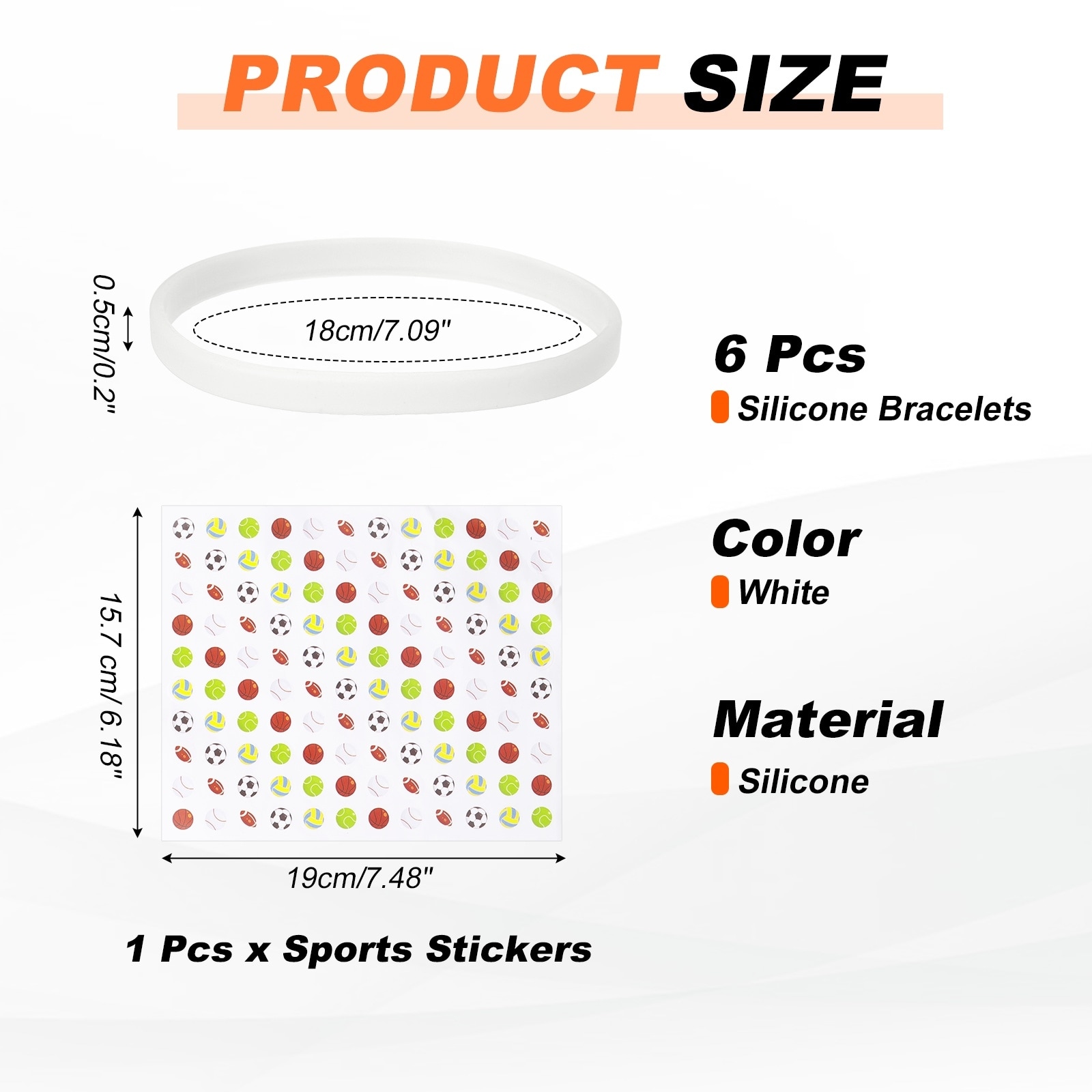 Glow in the Dark Silicone Bracelets, Neon Rubber Wristbands Blank Bracelets with Sports Stickers for Basketball