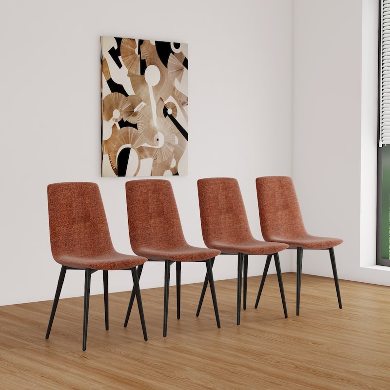 Set of 4 Modern Upholstered Dining Accent Chairs with Metal Legs
