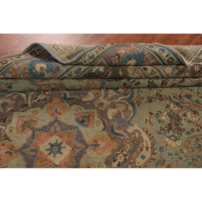 Floral Tabriz Persian Rug Traditional Hand-Knotted Wool Carpet - 9'7"x 12'4"