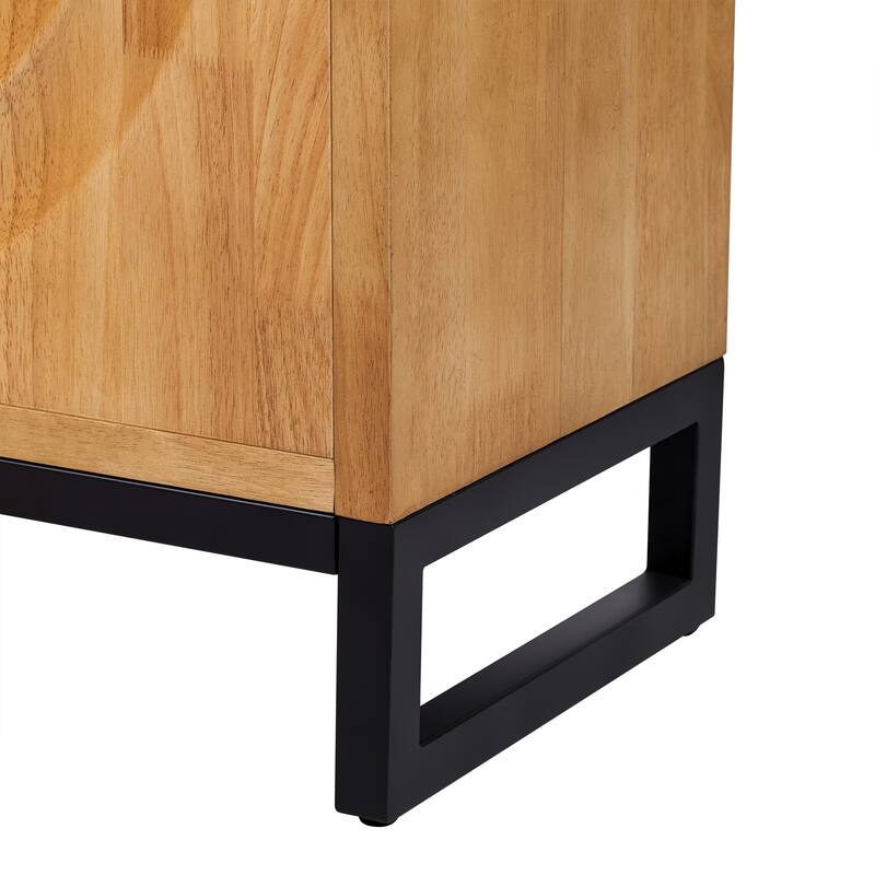 Accent Buffet Cabinet Rubber Wood Veneer Storage Cabinet