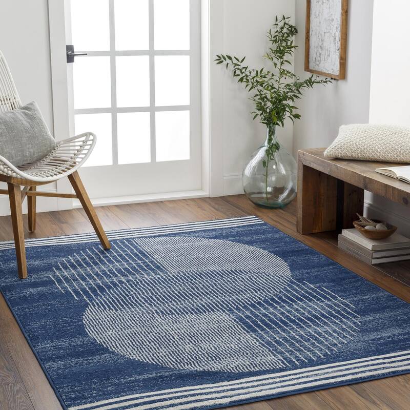 Livabliss Floransa Mod Geometric Area Rug - Dark Blue - 6'7" Round