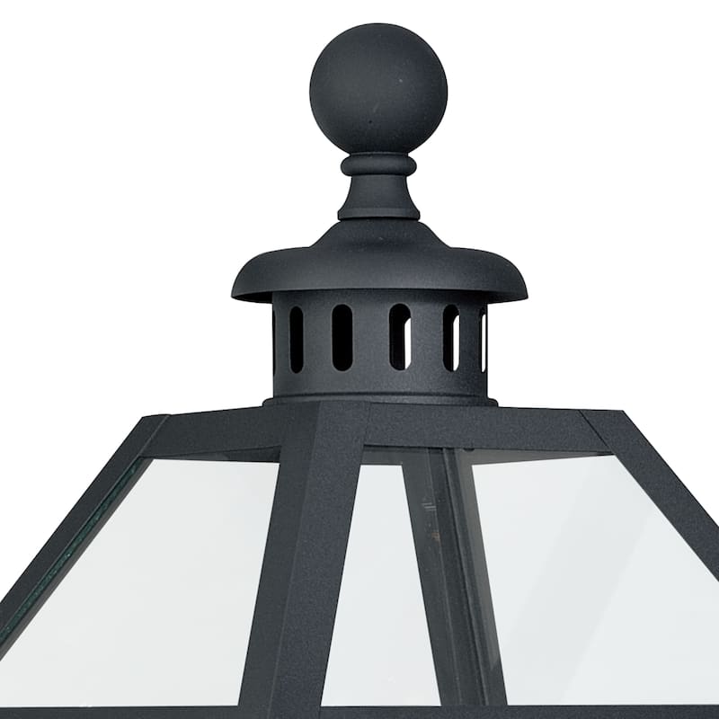 Nottingham 3 Light Black Empire Outdoor Wall Lantern Clear Glass - 12-in W x 26.75-in H x 13.75-in D