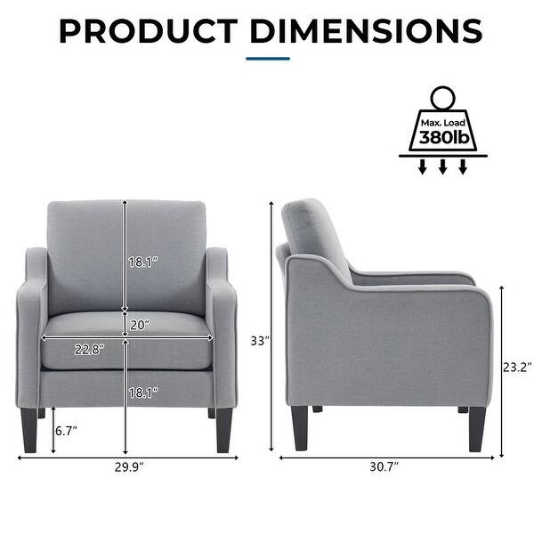 dimension image slide 15 of 19, VINGLI Mid Century Modern Fabric Accent Chair