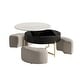 preview thumbnail 17 of 17, 31.5'' Modern Round Lift-Top Coffee Table Set with Storage & 3 Ottomans