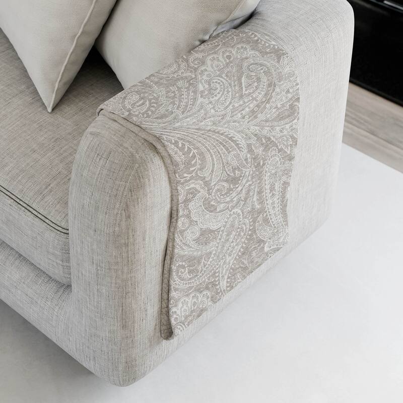 Premium Machine Washable Paisley Sherpa Throw Blanket - Taupe - 4'2" x 5'10"