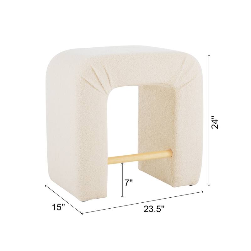 Roomfitters Boucle Upholstered Counter Stools, Set of 2 Dining Chairs for Kitchen Island and Bar Seating