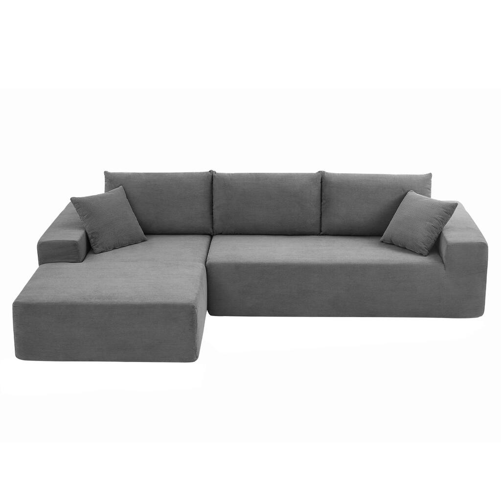 Grey 108.5'' Contemporary L-Shape 3-Seater with Reversible Chaise, 2-Piece Design