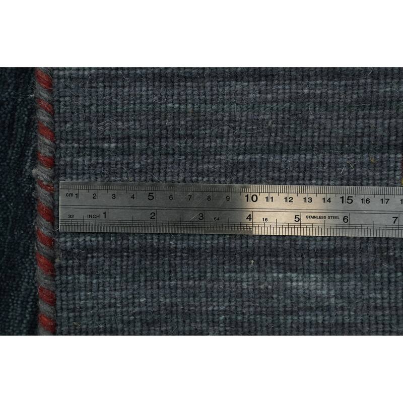 Hand Knotted Oriental 100% Wool Carpet Tribal Animal Pictorial Navy Blue & Blues Gabbeh Area Rug - 9' 0'' X 9' 0''