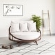 preview thumbnail 6 of 6, Bamboo Large Round Accent Sofa Chair Natural Color With White Cushion Black/Espresso