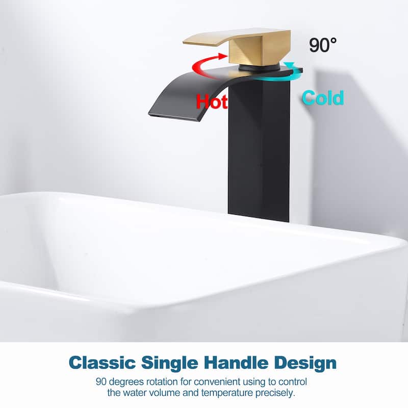 WOWOW Single Handle Single Hole Waterfall Bathroom Vessel Faucet