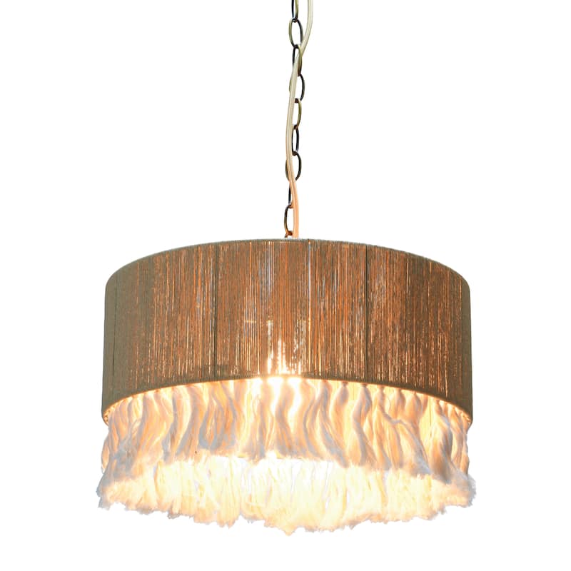 Metal & Natural Paper Rope Shade Pendant Lamp
