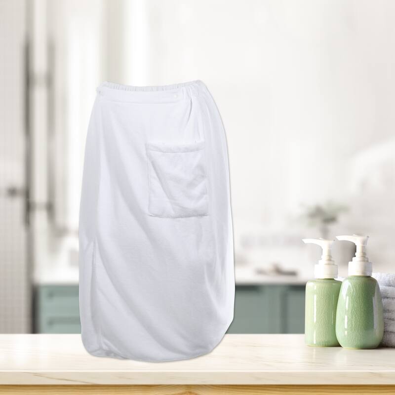 2 Pcs Men's Bath Wrap Towel, Body Wrap for Shower Spa, Adjustable Robes - White - 27.56"x 55.12"