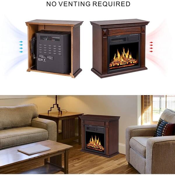 Shop Electric Fireplace Mantel Package Wood Surround Firebox Freestanding Corner Fireplace Infrared Quartz Heater 750w 1500w Overstock 31524719