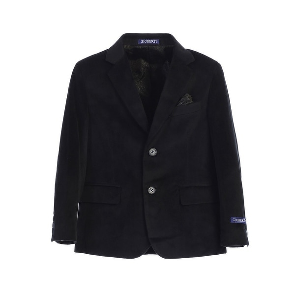 Little Boys Black 2 Button Formal Velvet Blazer