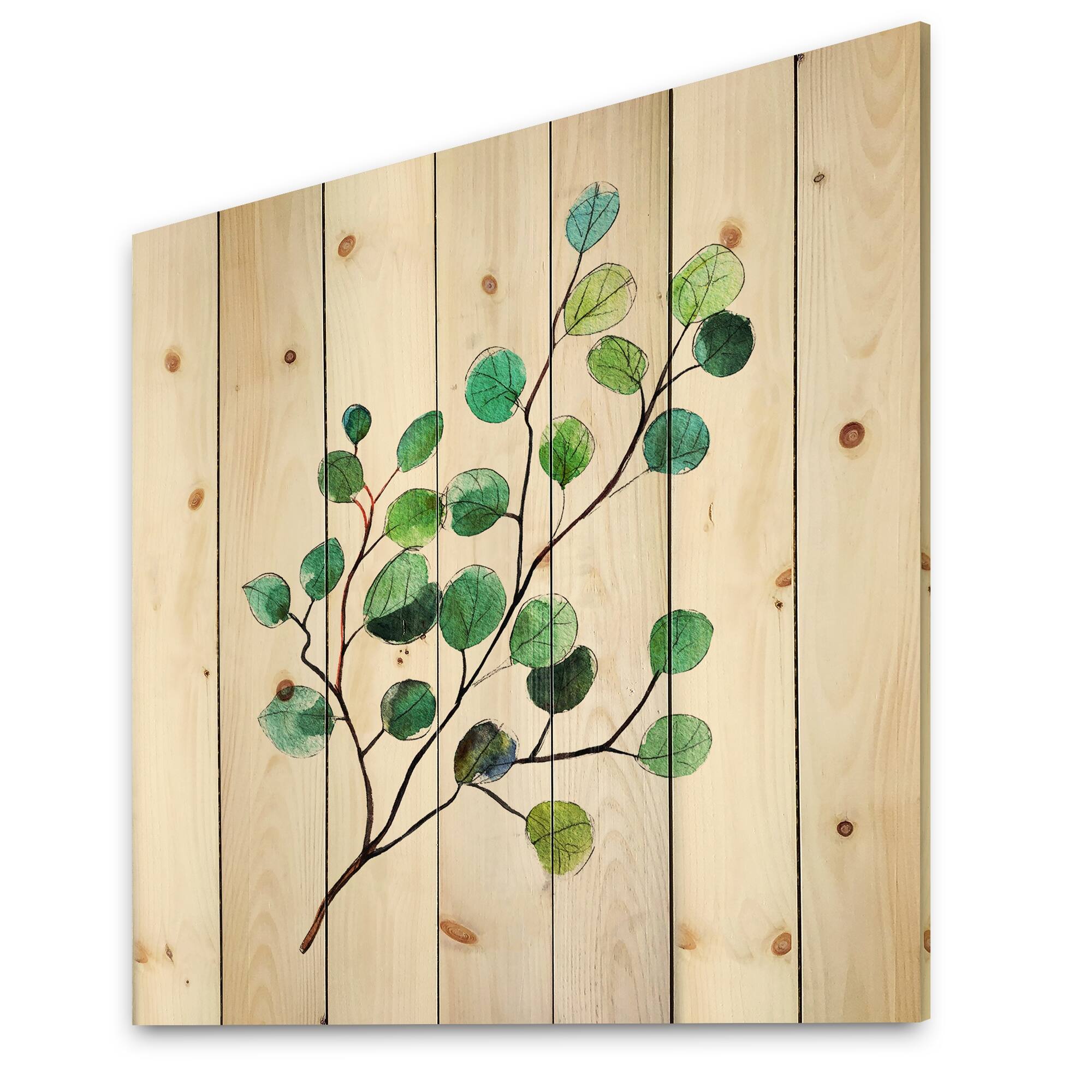 Designart 'Young Eucalyptus Leaves and Branches IV' Traditional Print ...