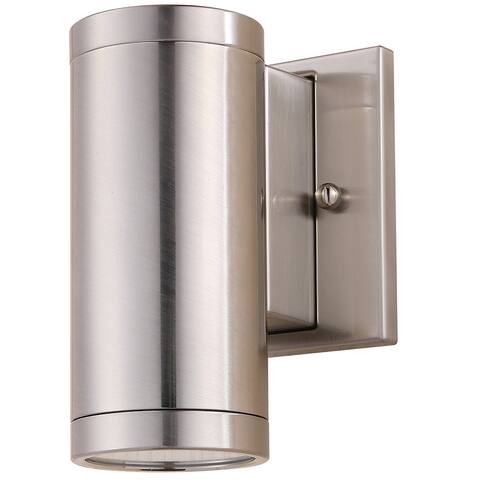 Sunlite Brushed Nickel Steel LED Warm White 3000K Dimmable Outdoor Wall Cylinder Light Sconce - 6.06 in