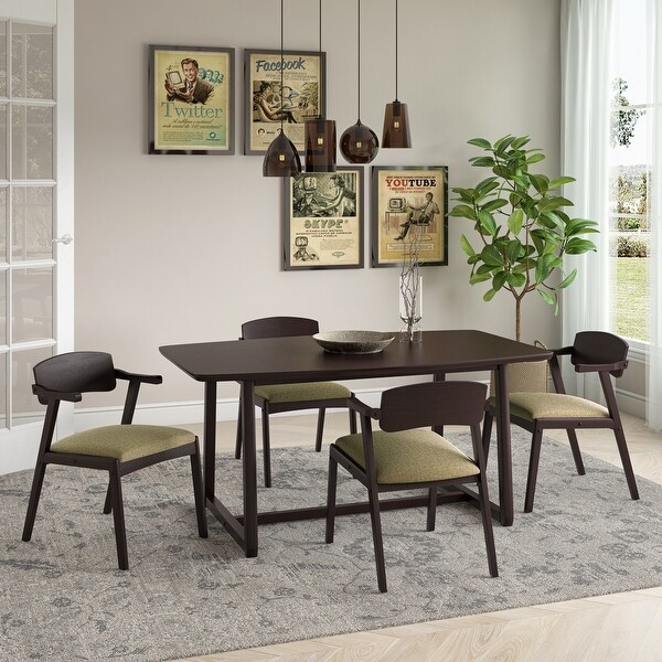 Carson Carrington Comiskey 5-piece Mid Century Modern Espresso Wood Dining Table and Arm Chairs. Opens flyout.