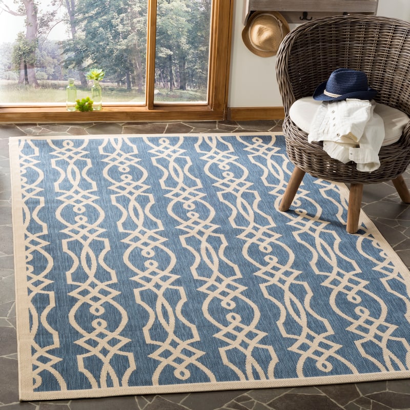 Martha Stewart by SAFAVIEH Villa Screen Indoor/ Outdoor Waterproof Rug - 6'7" x 9'6" - Azurite