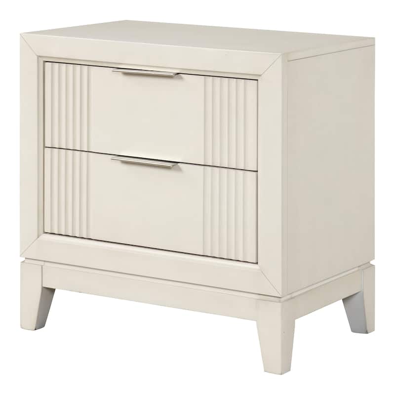 Furniture of America Irwin 5-Piece Antique White Wood Queen Panel Bedroom Set with LED Headboard