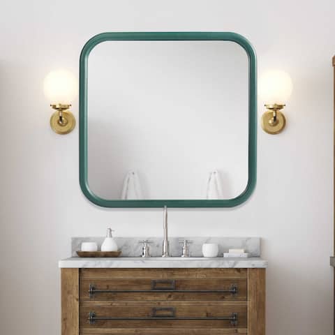 Modern Square Green Decorative Wall Hanging Mirror