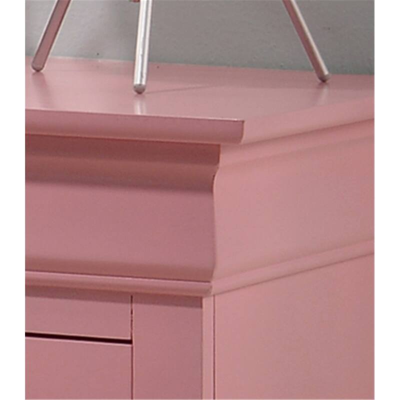 Pink Nightstand 24x22x16 with One Drawer, Compact Bedside Table for Storage and Bright Stylish Bedroom Accent Furniture