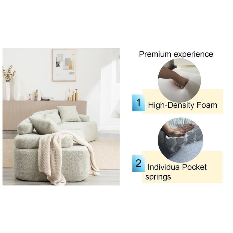 Frameless Sofa with Sponge Construction, ARC Armrests, No Assembly Required