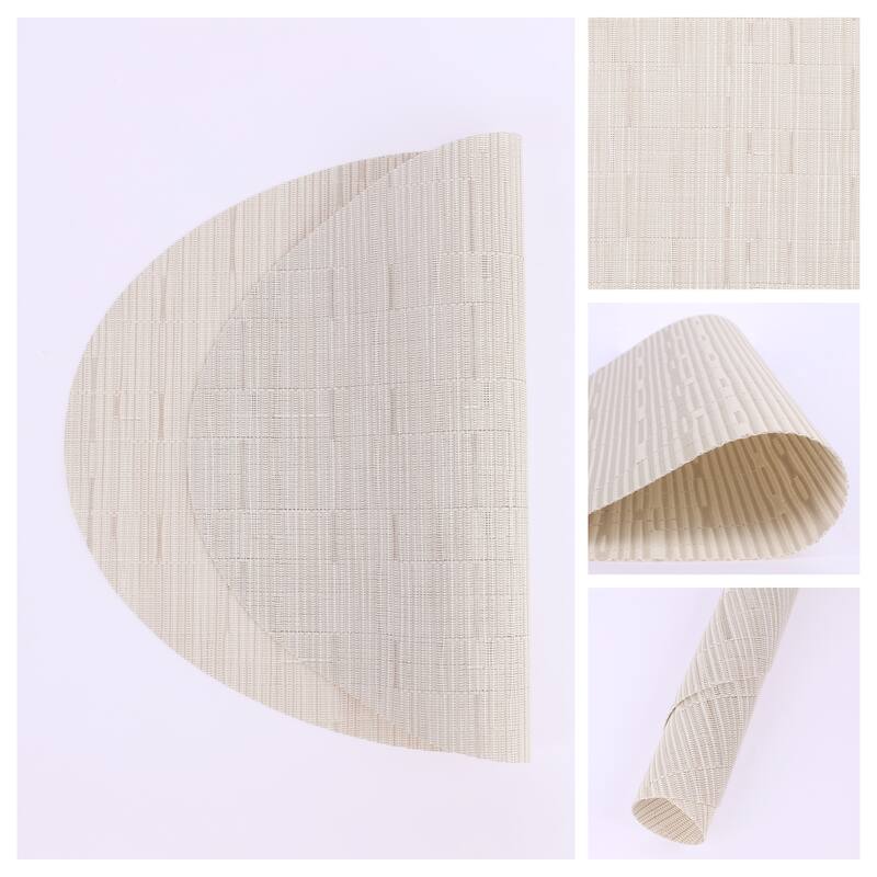 Placemats Set of 6 PVC Oval Placemats for Kitchen Dining Table Decor - 18*12.5Inch - Beige