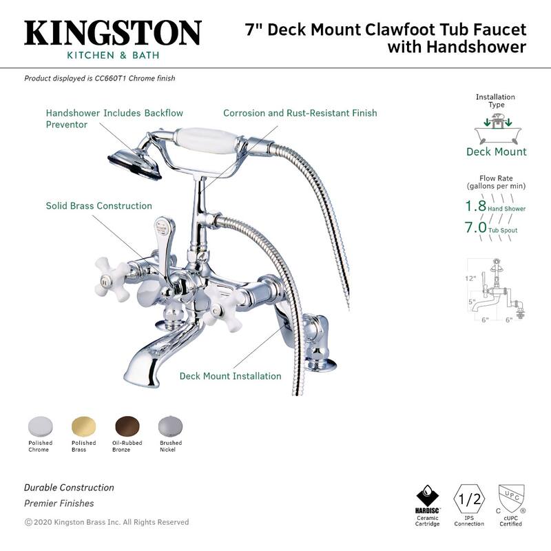 Kingston Brass Vintage Deck Mounted Clawfoot Tub Filler with Personal