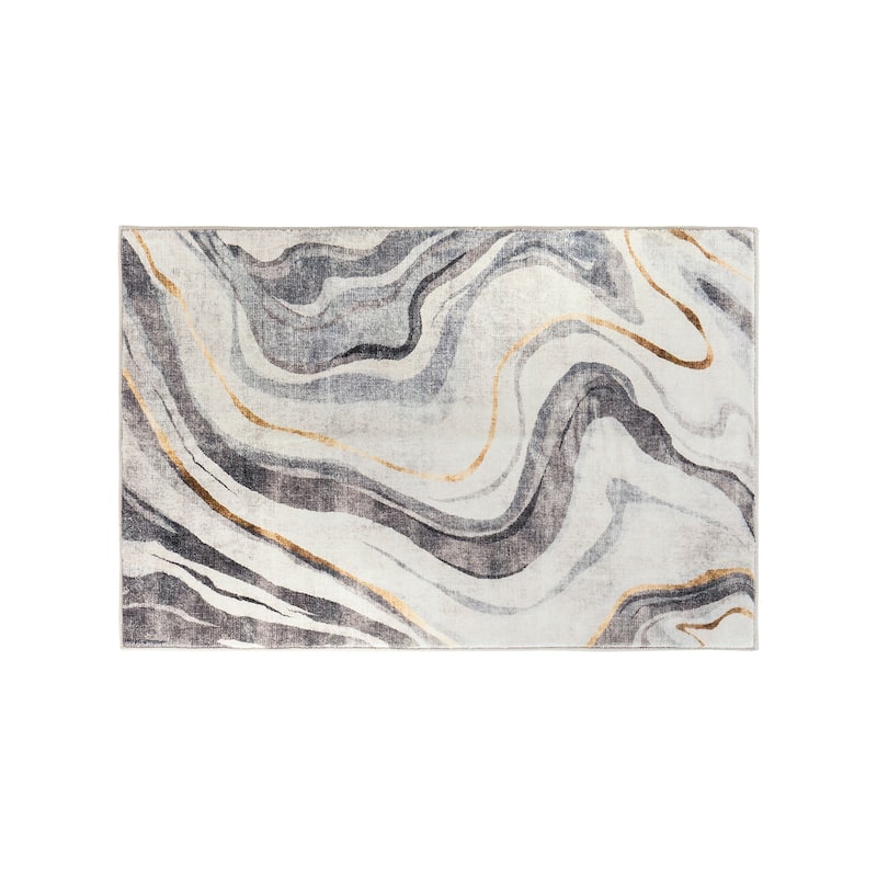World Rug Gallery Contemporary Marble Washable Non Slip Area Rug