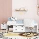 preview thumbnail 3 of 4, Full Size Storage Bed, Solid Wood Bed with Trundle, Under Bed Storage Box of 2 Drawers, Shelves & Nightstand, White