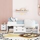 preview thumbnail 2 of 6, White Full Size Platform Bed with Trundle, Storage Box, and Nightstand