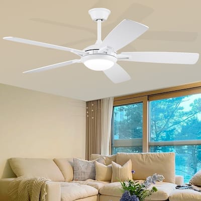 52" Modern Ceiling Fan with Light and Remote,APP Control,Suitable for Sloped Ceiling,Reversible Blades,DC Motor - 52 Inches