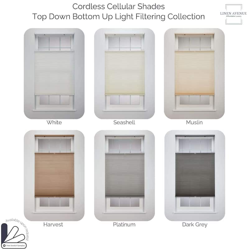 Linen Avenue Cordless Top Down Bottom Up Cellular Shade, Dark Grey (Arrives 1/4" Narrower)