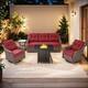 Option Brown Wicker & Red Cushion