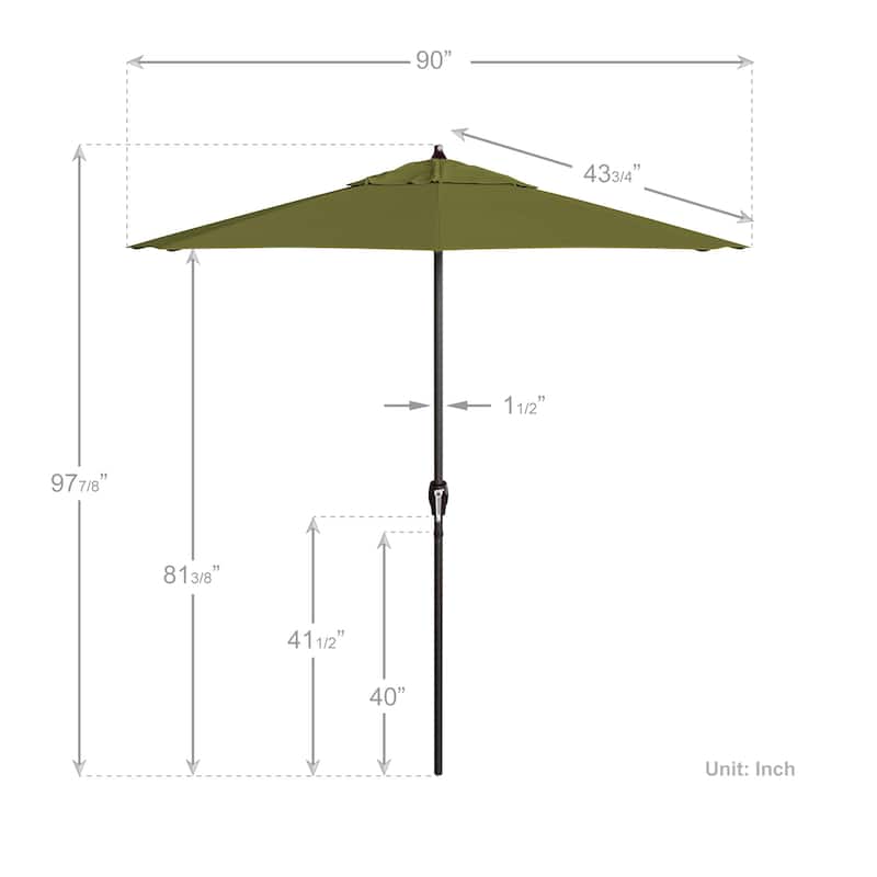 California Umbrella 7.5' Round Crank Lift Auto Tilt 8 Rib Aluminum Patio Umbrella, Bronze Finish, Pacifica Pacific Blue Fabric